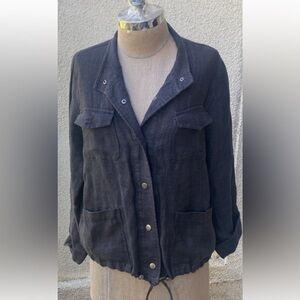 C&C California 100% linen beautiful steel grey utility jacket w/ great pockets!